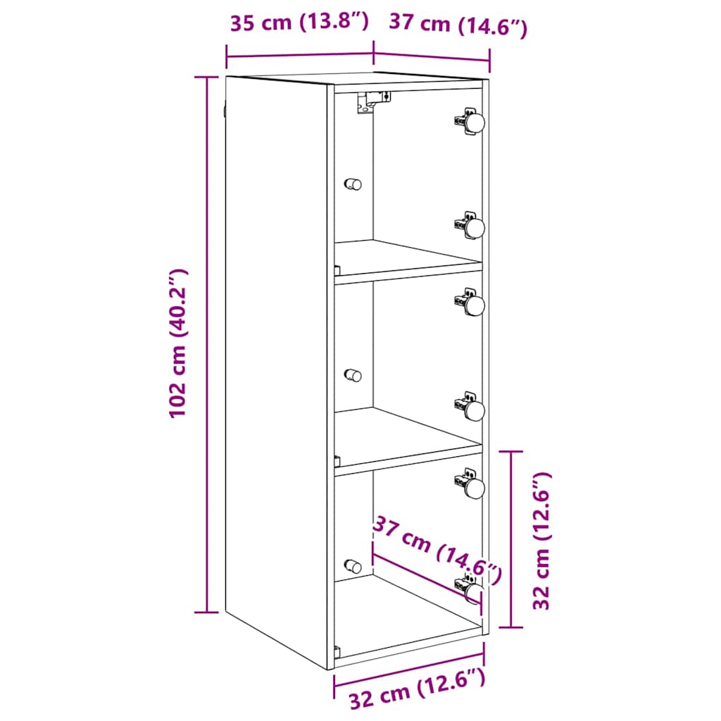 Wall Cabinet Black Oak Effect 35 x 37 x 102 cm Particleboard