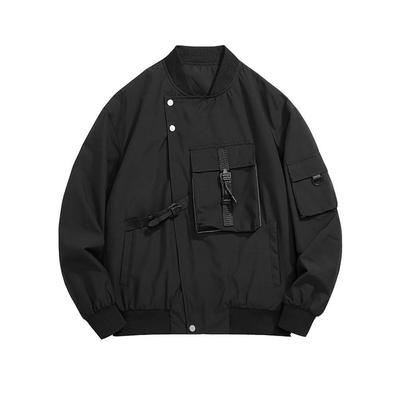 Jaqueta Masculina Sukajan Leve Tamanhos Irregulares Gola, Blusão/Jaqueta de Baseball, Roupa de Exterior Primavera/Outono, L-9XL, Gola Alta (5XL Preto)