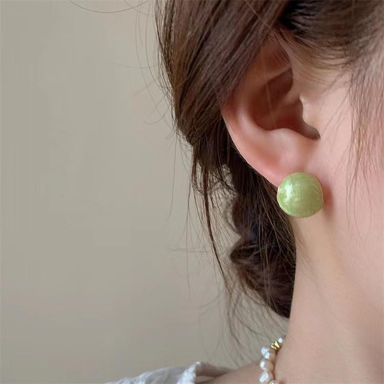 Round French Oil Drop Light Luxury Temperament High-End Design Ear Buckle Earrings