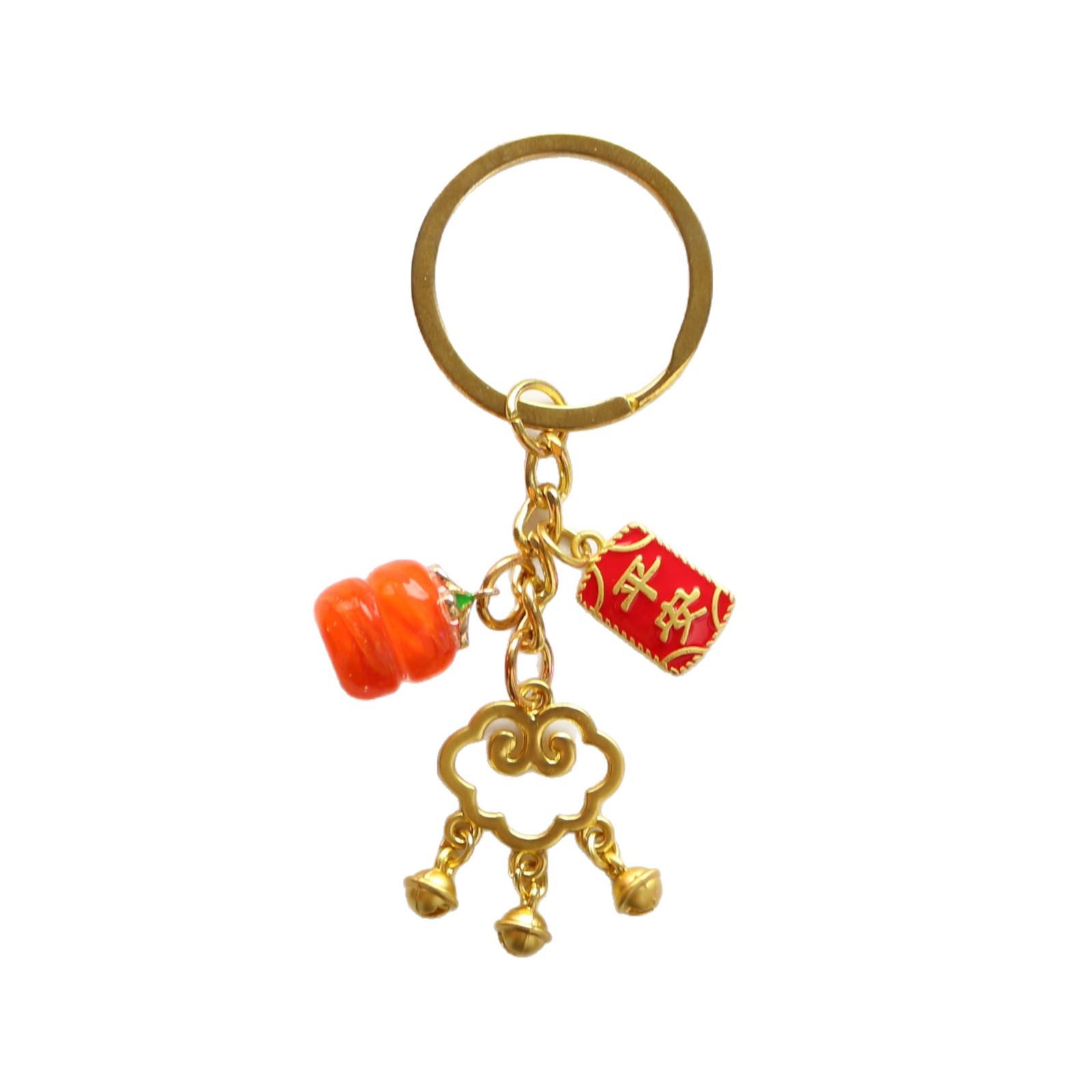 Persimmon Ruyi Peace & Joy Pendant Beaded Bracelet & Keychain Accessory Good Fortune Keychain