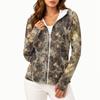 Women's Lightweight Zip-Up Hooded Jacket with Long Sleeves Pockets and Camouflage Print Sun Protection Outerwear