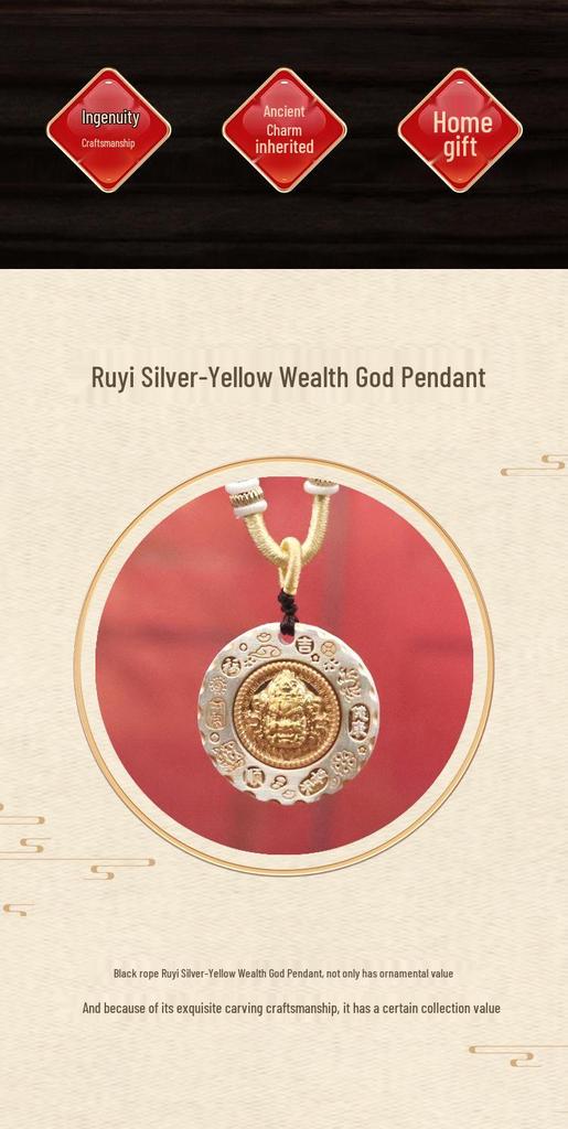 Gold-Plated Yellow Wealth God Pendant - High-End Retro Niche for Peace, Joy & Health
