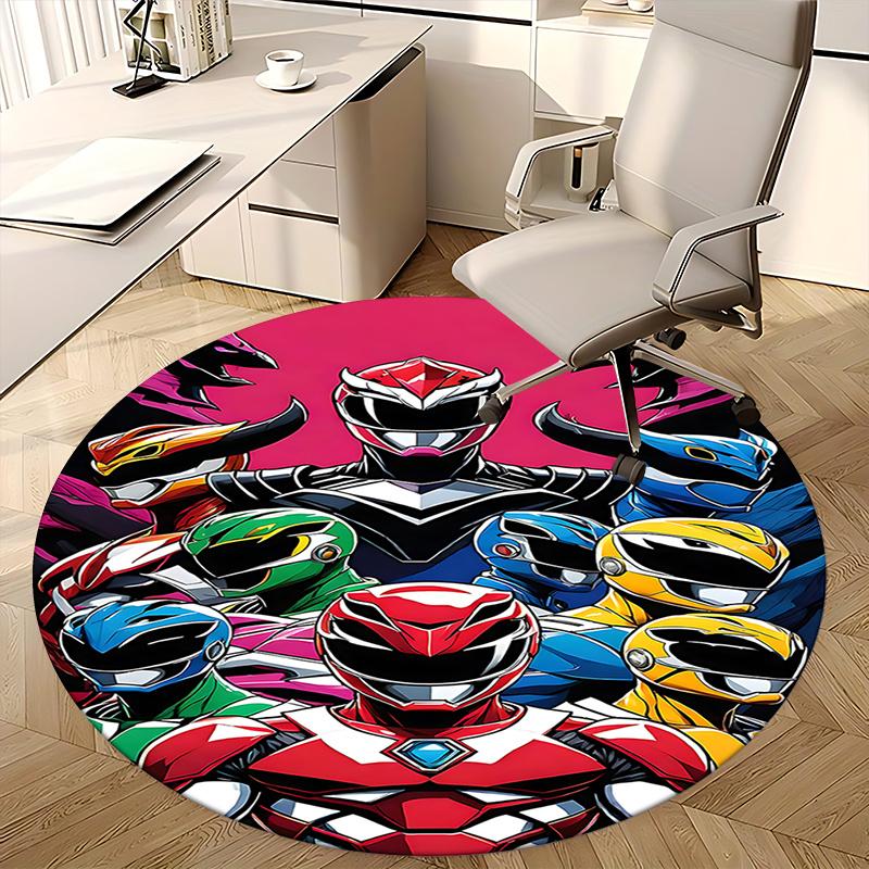 Power Rangers Chair Mat - Round Carpet for Home Decor, Office Use, Living Room, Bedroom, Gift Idea0282b