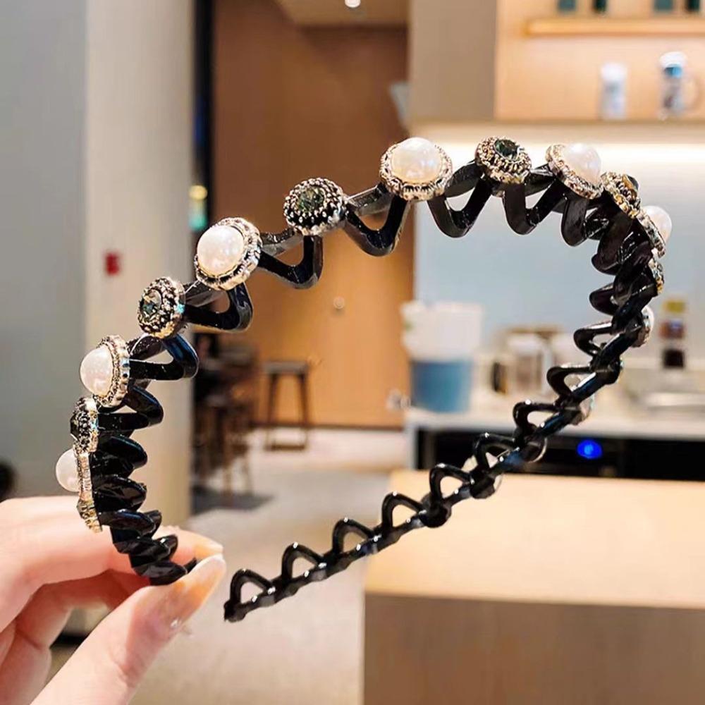 Flower Braided Tools Hairband Pearl Hair Toothed Headband  Hair Styling Accessory