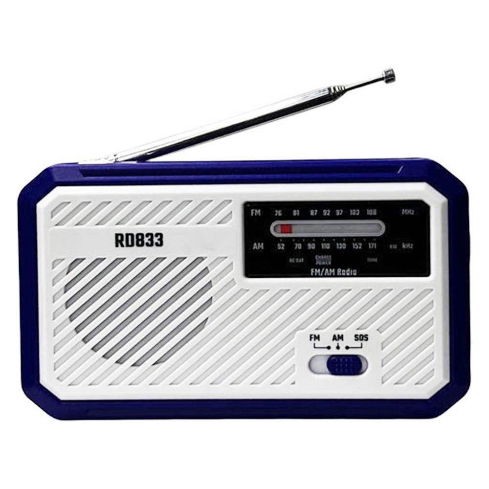 

RD833 AM FM Radio Solar Charging Hand Crank Portable LED Flashlight Power Bank Phone Charger Blue