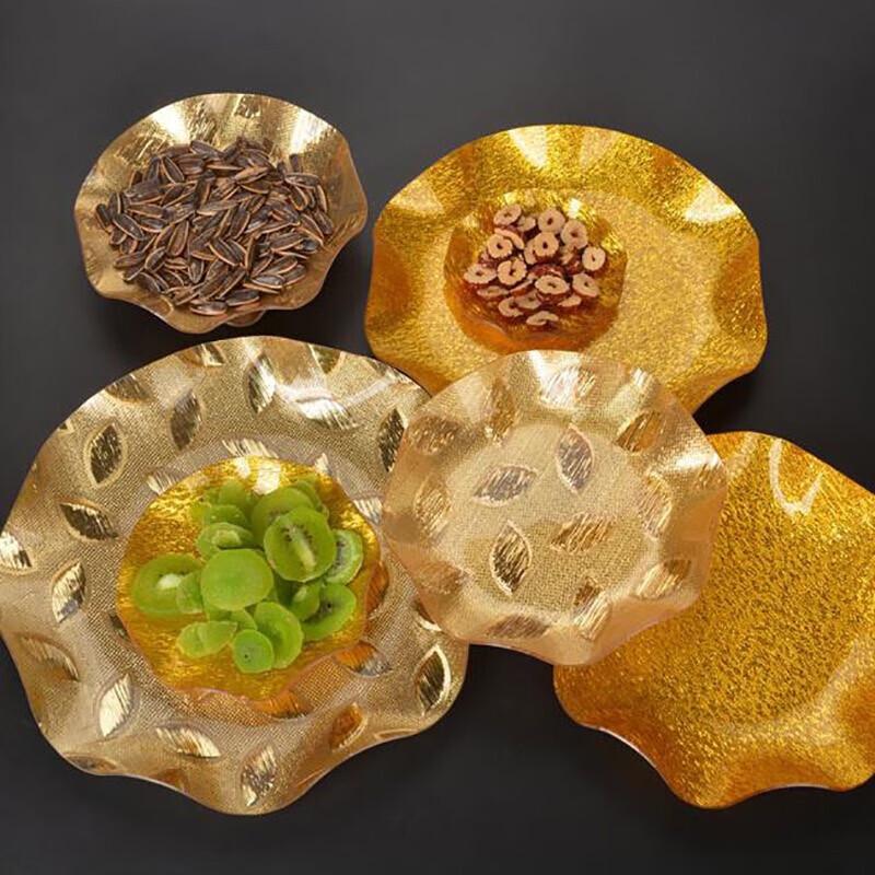 Homeglen Acrylic Golden Leaf Snack Plate Set