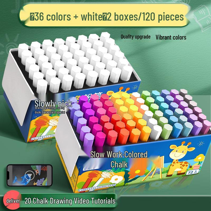 Vivid Dustless Multi-color Chalk for Children and Teachers - Keeps Hands Clean
