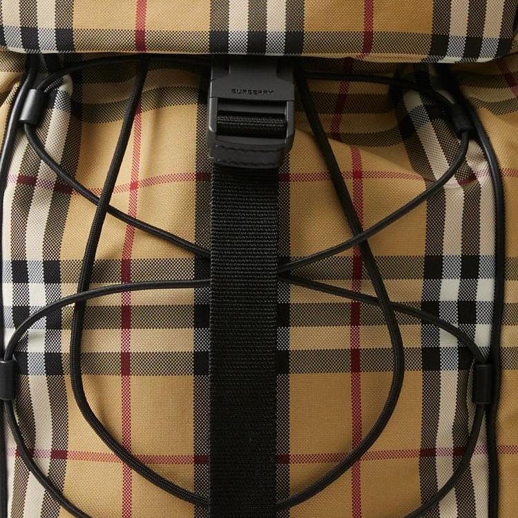 Burberry Murray Letter Logo Embossed Drawstring Check Backpack Men backpack Beige 80701191