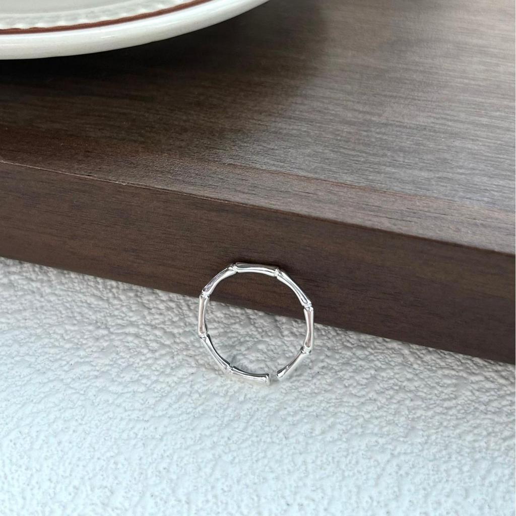 Sterling Silver Bamboo Joint Ring: Simple, Luxurious, Open Design in Chinese Style