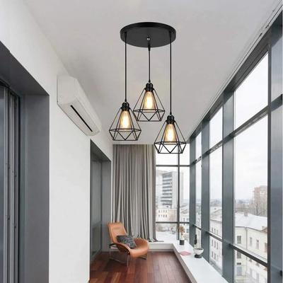 Industrial Ceiling Light Led E27 Hanging Lamp Iron Lamp Shade for Home Kitchen Metal Cage Pendant Light for Island Dining Room