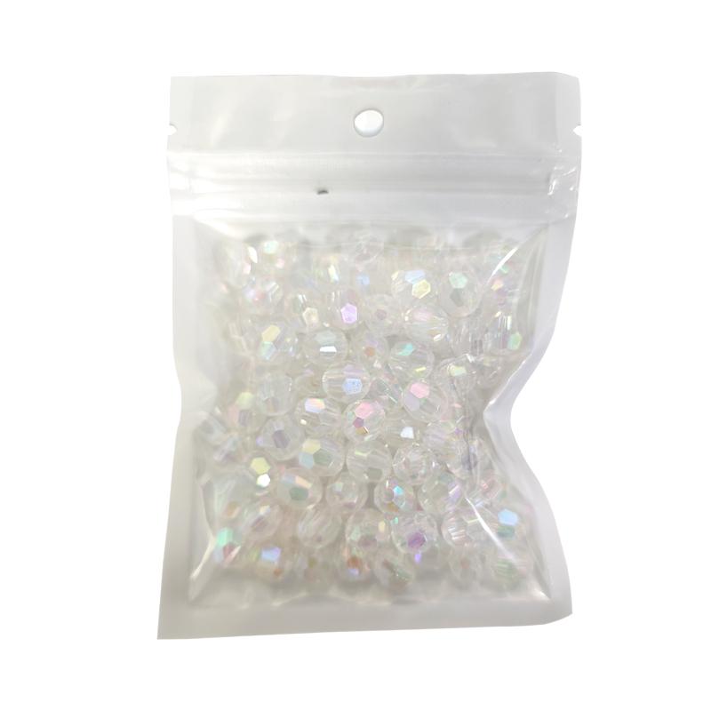 Acrylic Faceted Crystal Beads Transparent Loose Spacer Craft Beads for DIY Bracelet Necklace Jewelry Making Bags Decoration