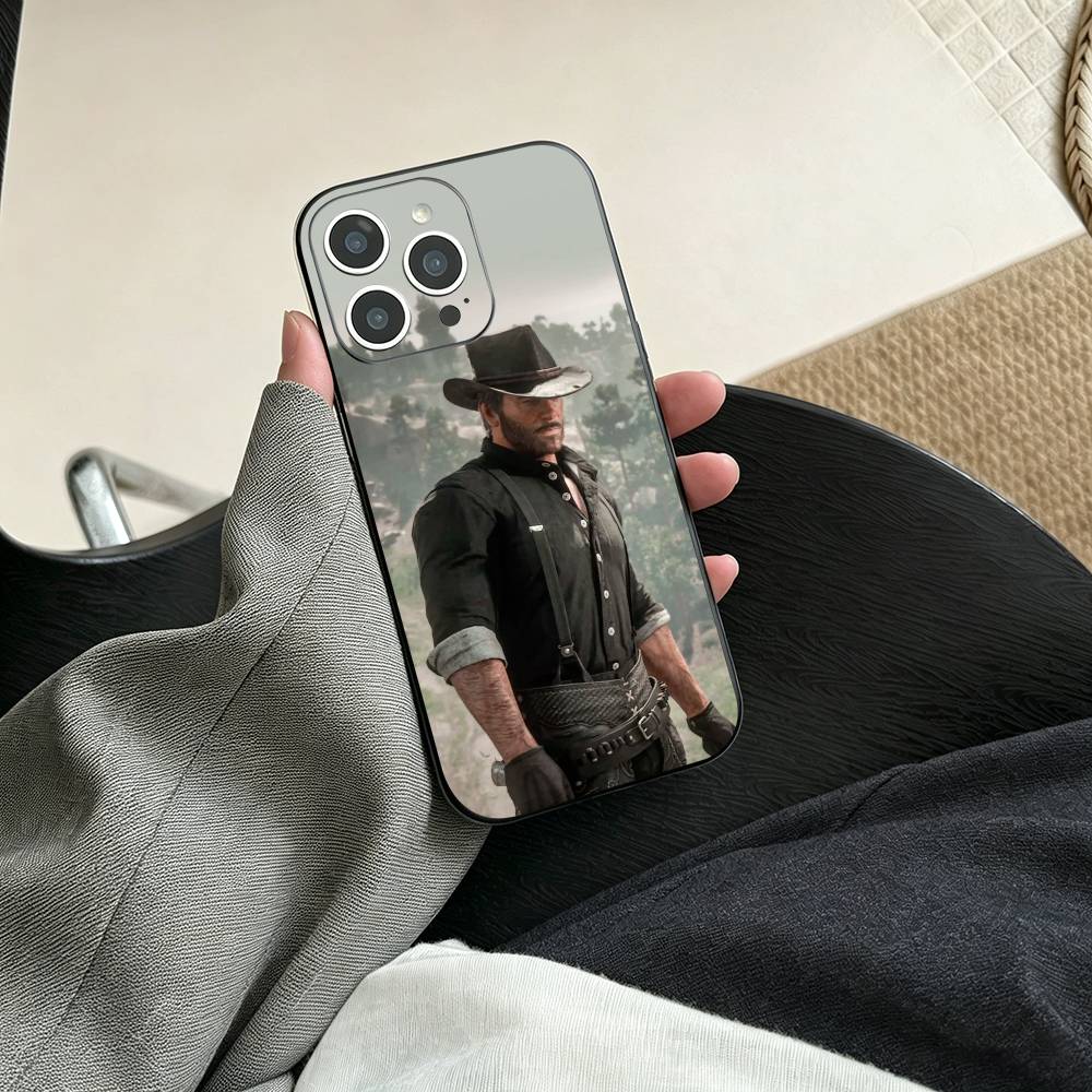 RDR2-Arthur Morgan Telefoonhoesje Voor iPhone 17, 16,15,14,13,12,11 Plus,Pro Max, Anderen Zacht Zwart Hoesje