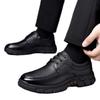 Men's leather shoes elderly soft leather business casual shoes soft sole middle old men's shoes platform sole elderly father driving leather shoes