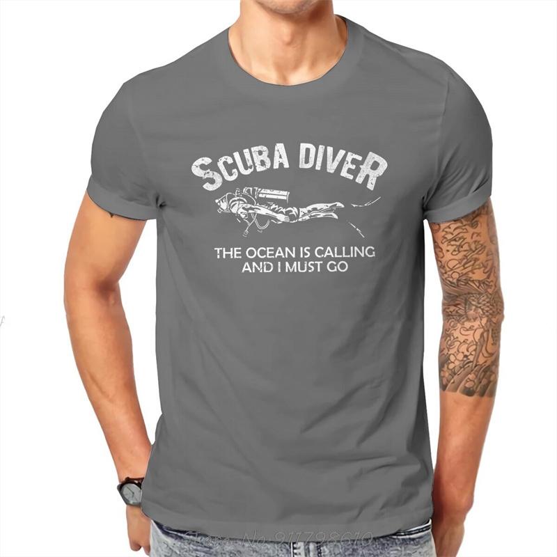 Dive Scuba Diving Original T-Shirts The Ocean is Calling and I Must Go Distinctive O-Neck Oversized Unisex Tshirt Men Clothing