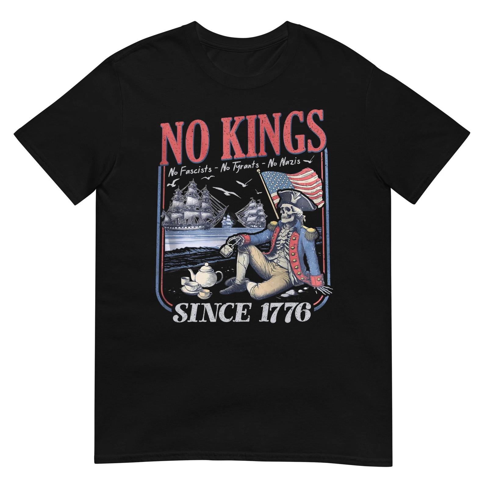 Retro No Kings No Fascists No Tyrants No Nazis Since 1776 T-Shirt L