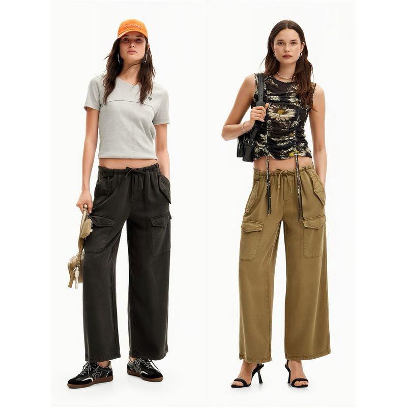 Foreign Trade Original Order Des * Igual Tencel™Lyocell Loose Casual Soft Wide Leg Overalls DS3 1255