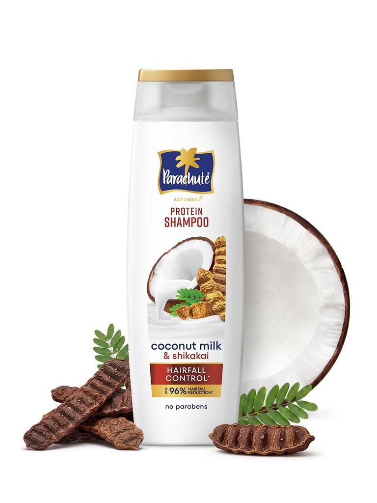 Parachute Advansed Protein Shampoo with Coconut Milk & Shikakai | Up to 96% Hair Fall Reduction & up to 23X Hair Fall Control | Protein Lock Techno