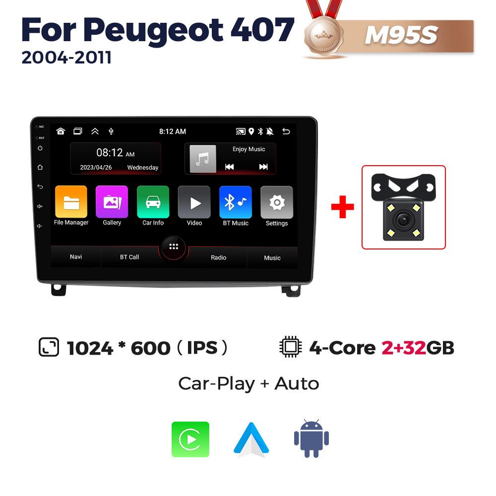 NaviFly Android 13 Wireless Carplay Auto For Peugeot 407 1 2004-2011 Car Radio Multimedia Video Player Navigation GPS Stereo DSP