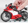 Toy Motorcycle Model 1:14 Scale Alloy Plastic Pull Back Toy Motorcycle with Sound and Light for Kids Red