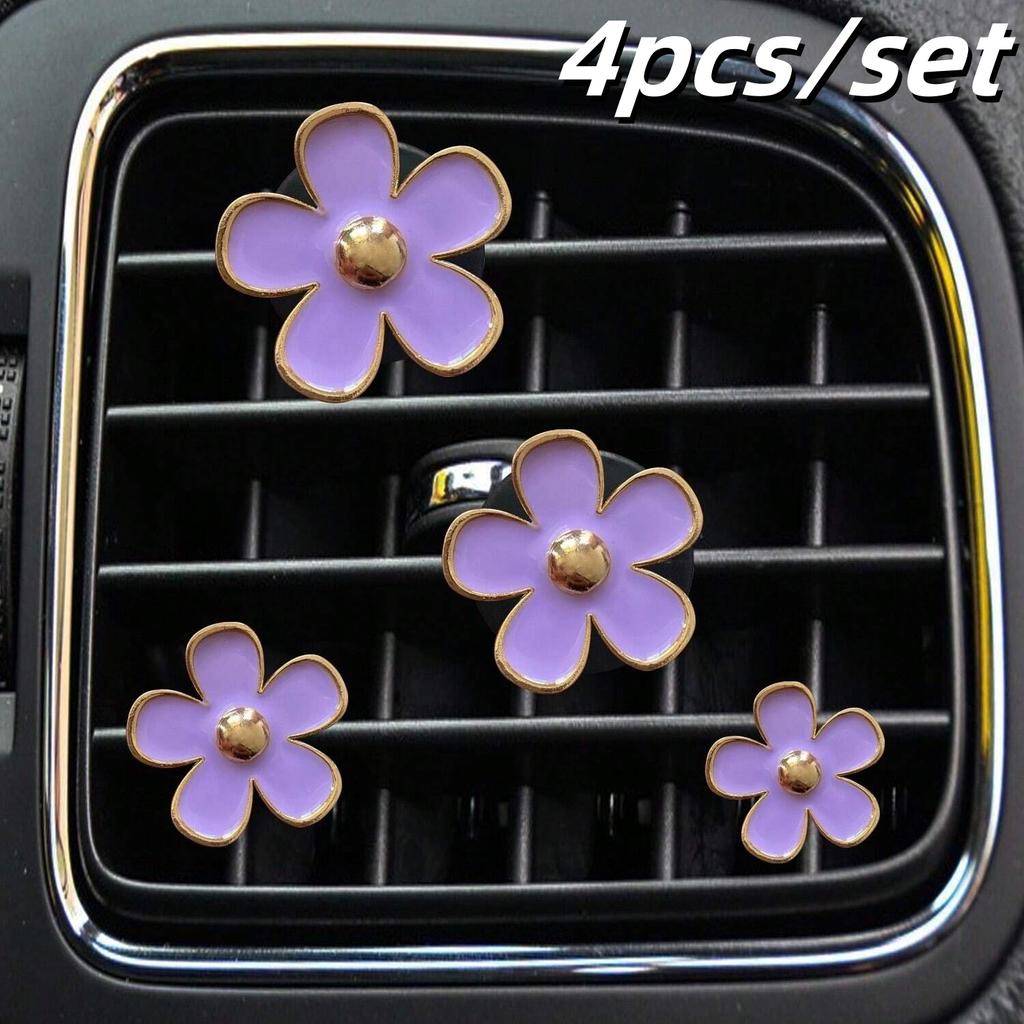 4pcs/set Car Air Freshener Perfume Clips Cute Flower Shaped Outlet Vent Clip for Car Interior Decoration Aromatherapy Supplies