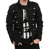 Men's Black Gothic Steampunk Military Band Jacket