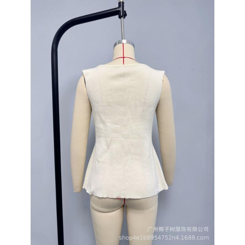 Women S Fashion Sleeveless Vest With Gold Buttons Casual Style