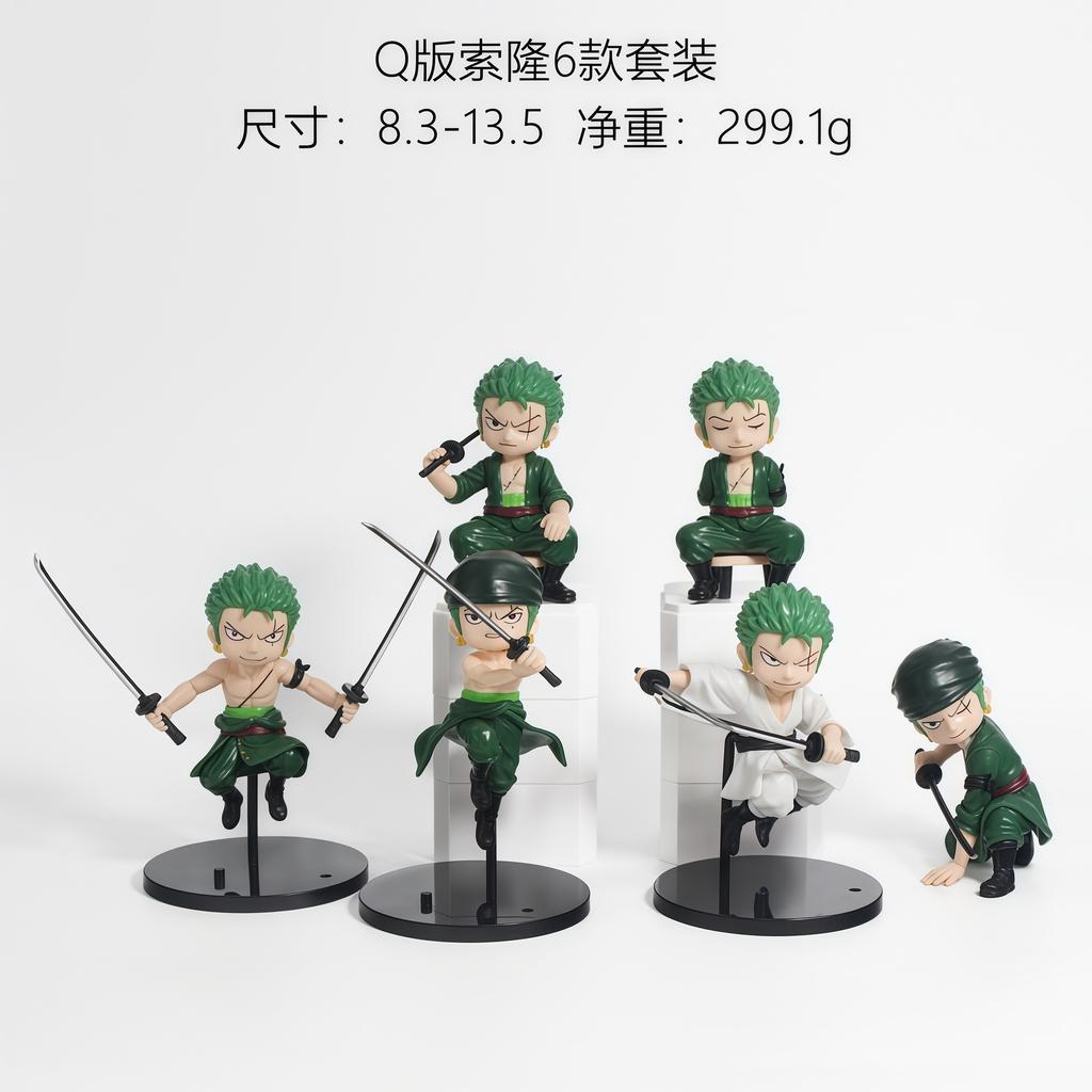 One Piece Anime Merchandise Chibi Zoro Figure Sculpture Three-Sword Style Roronoa Zoro Desktop Car Mount Decoration