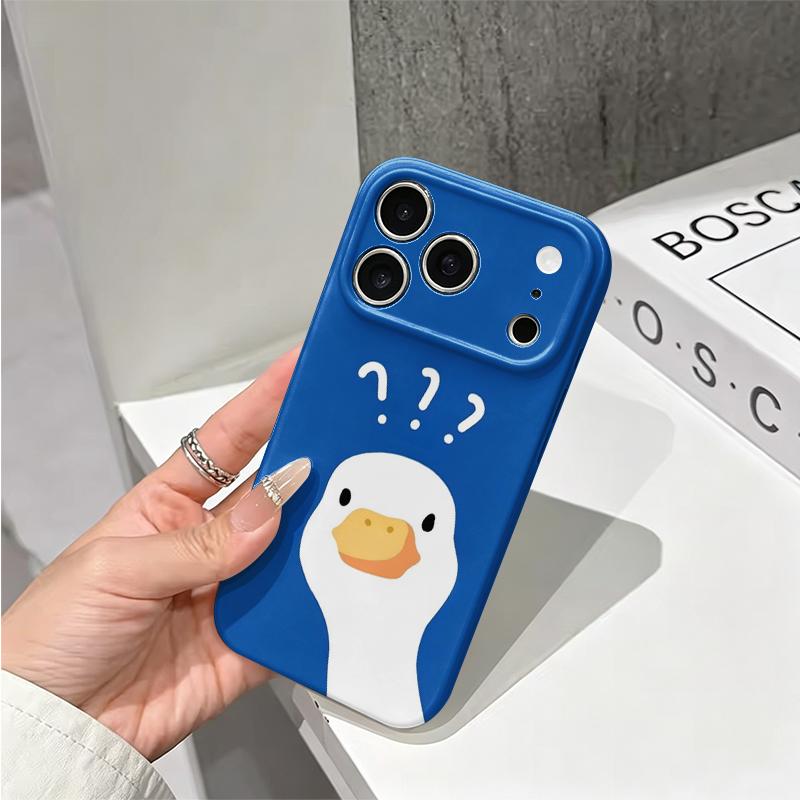 Funny Confused Clueless Duck Question Graphic Art Print Film Aesthetic Protective Shockproof Bumper Phone Case Cover For iPhone 14 15 16 Pro Max Plus