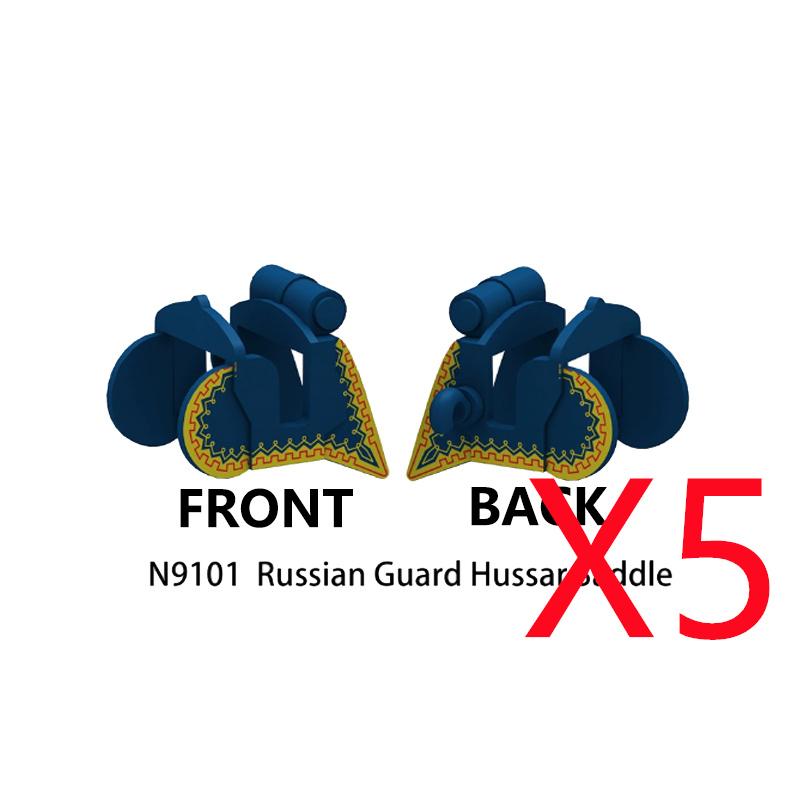 MOC Building Blocks Military Napoleon Cavalry Gothic Warhorse Animal Wolf Seat Widened Saddle Rope Accessories Brick Toy Gifts