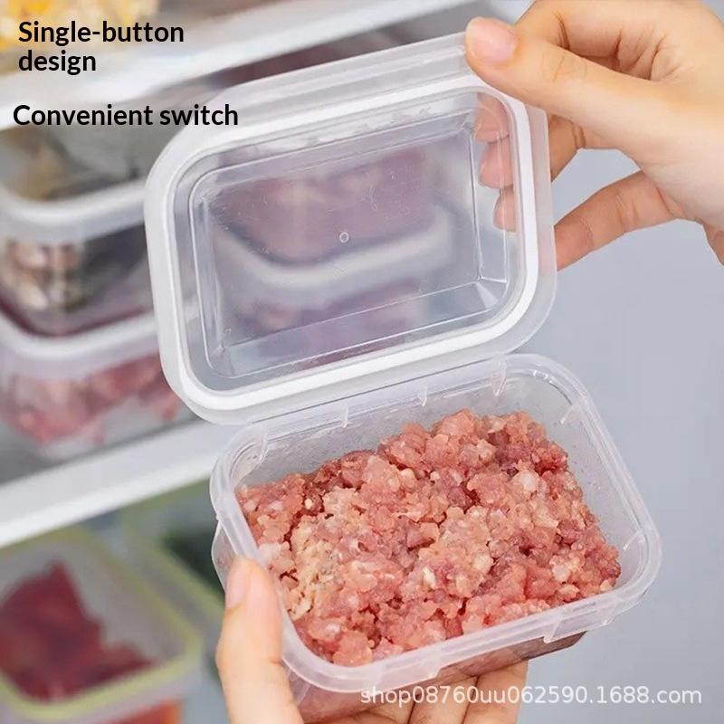 Portable Food Storage Box With Single Snap-On Cover Compartments For Sub-Packed Meat Onion Ginger Refrigerator Freezer Organizer