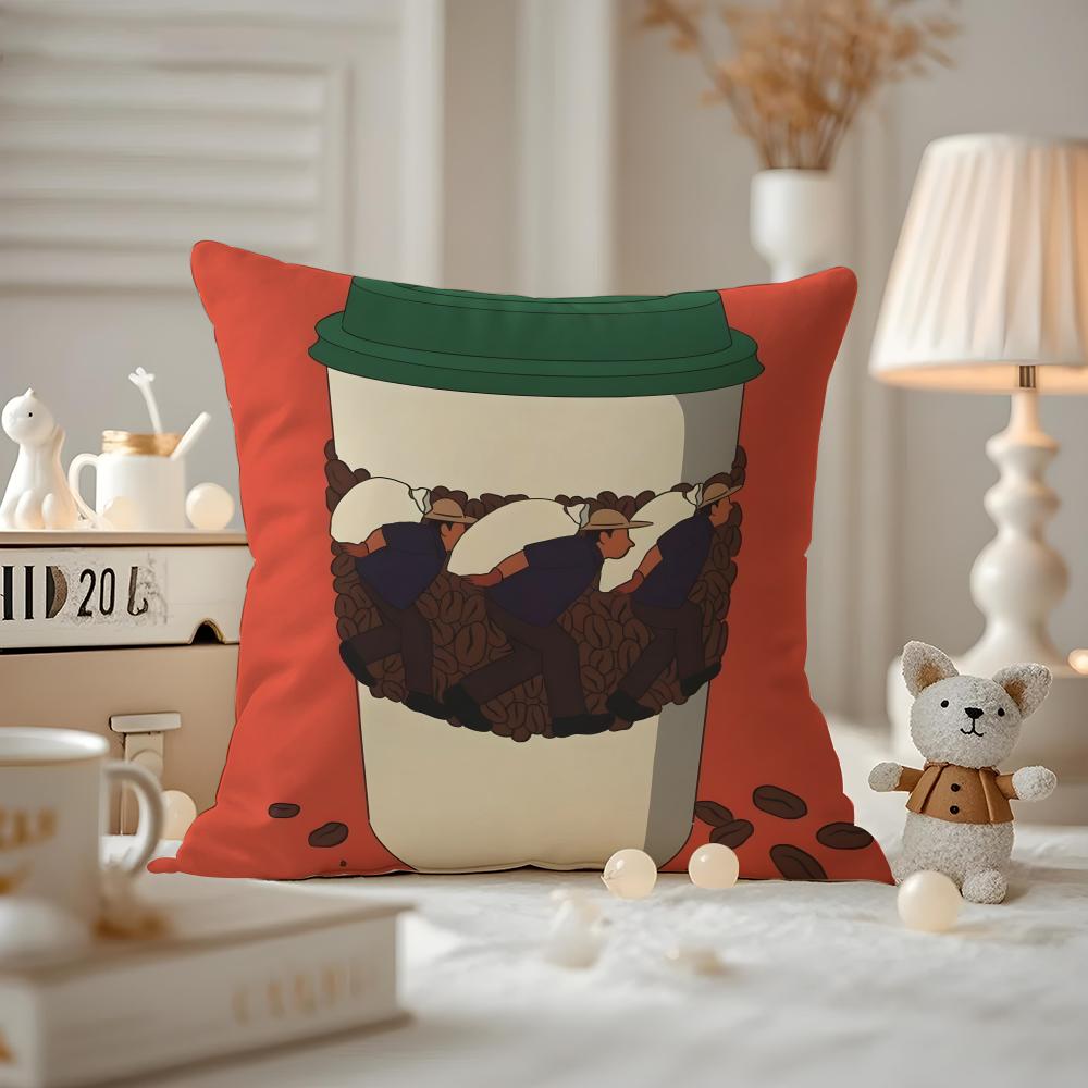 Abstract Funny Illustration Cushion Cover Anti-dustmite Pillowcase Invisible Zipper Silky Short Plush Sofa Cushion Cover