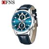 OFNS 3D Sun Dial Quartz Watch: Luminous, Waterproof, Multifunctional Men's Timepiece with Three-Eye, Six-Needle Design and Calendar.