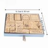 16pcs Delicate Carving Wooden Rubber Stamp Set Clear Imprint Rectangle Stamp Set  For DIY Crafts