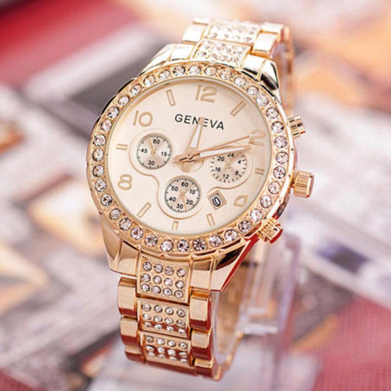 Stainless New 2019 Steel Luxury Women Crystal Quartz Analog Wrist Watch Fashion