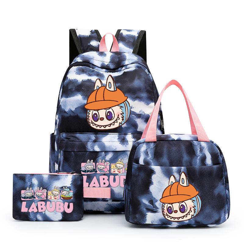 3Pcs/set  Printed Backpack with Lunch Bag Pencil Case Boy Girl Knapsack Teenage Student Large Capacity Colorful Bookbag