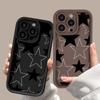 Black and white stars for iPhone17PorMax mobile phone case 17 Apple 16 matte 14/15 premium 13 fine holes