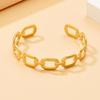 Modern C-Shaped Hollow Square Chain Stainless Steel Bangle Bracelet