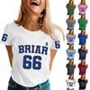 Unisex Casual Short Sleeve Pullover T Shirt Crew Neck Letter Print Loose Fit Lightweight Top for Everyday Wear