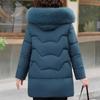 Plus Size Middle Age Women Winter Coats Hooded Faux Fur Collar Elegant Thick Warm Parkas Female Jackets