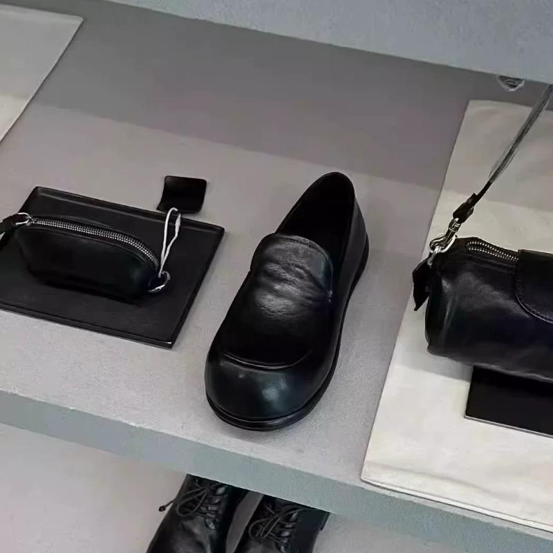 Cowhide version~ Korean big head round head deep mouth inner height increasing loafers women's spring versatile small leather shoes single shoes