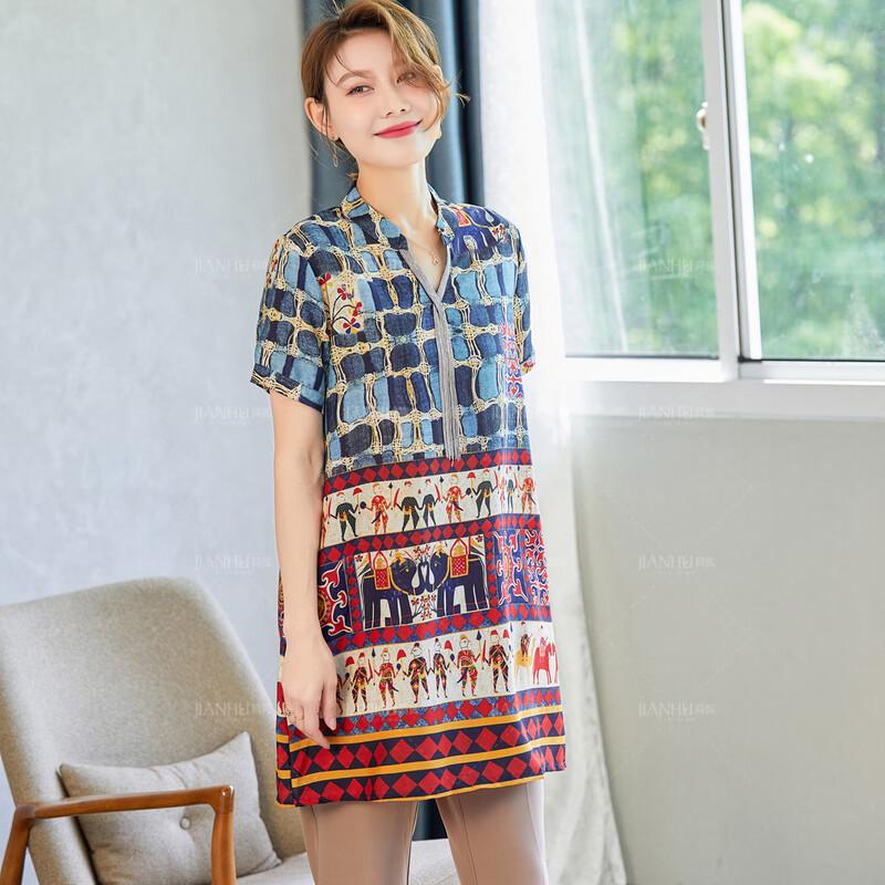 

Jianhu Women s Summer Spliced Short-Sleeve T-shirt XL