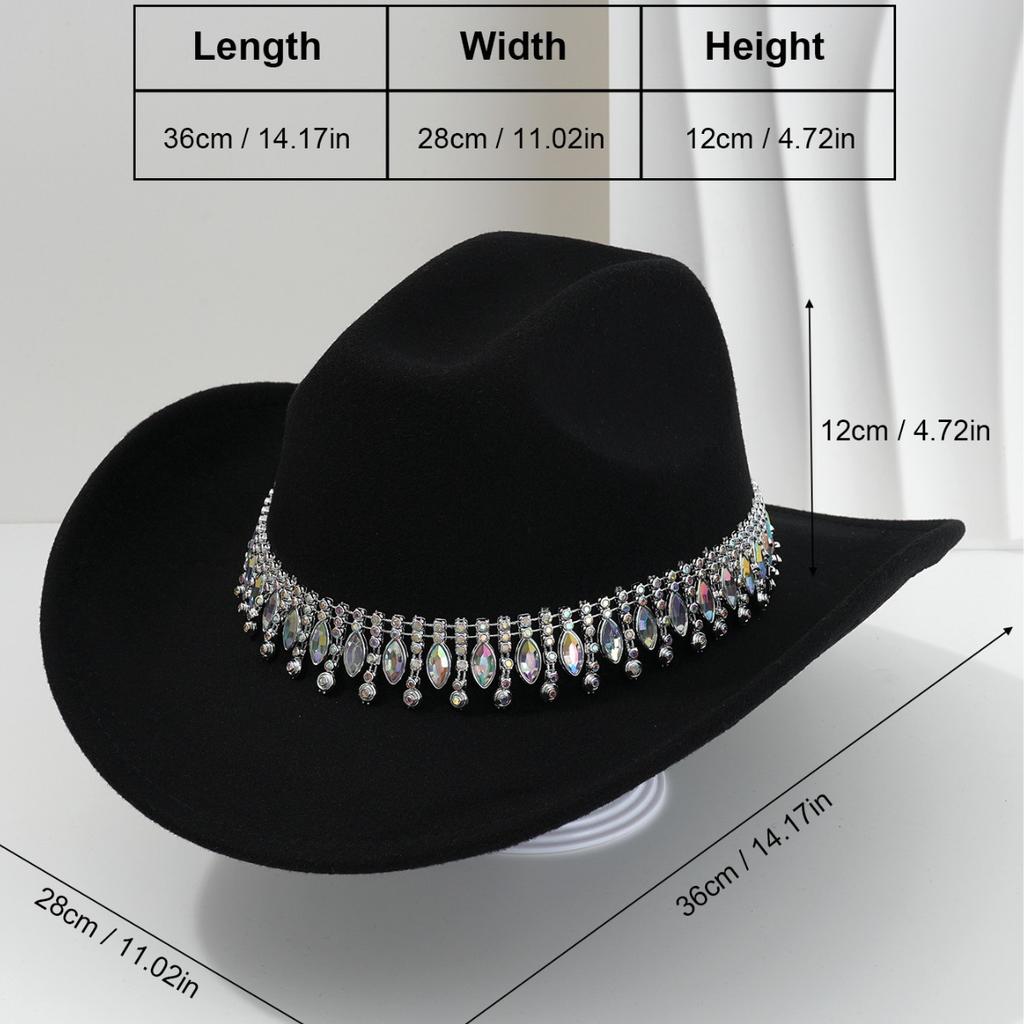 Men's and women's European and American elegant top hats, unique jazz cowboy hats, fringed gemstones, rhinestone accessories, belts, wedding engageme