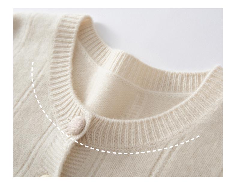 Colorful Buckle Cashmere Knit Cardigan - Women's Round Neck, Fresh Autumn/Winter Sweater with Unique Personality Design