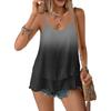 Women's Sleeveless Double Layer Spaghetti Strap Top Gradient Print Casual Summer Blouse Lightweight Loose Fit Tank Top for Daily Wear
