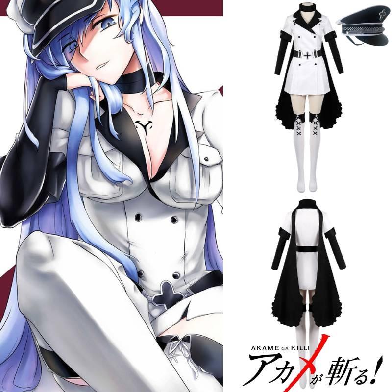 Akame Ga Kiru! Esdese Cosplay Costume Set Black And White Anime Outfit For Women S M L Xl Xxl Sizes