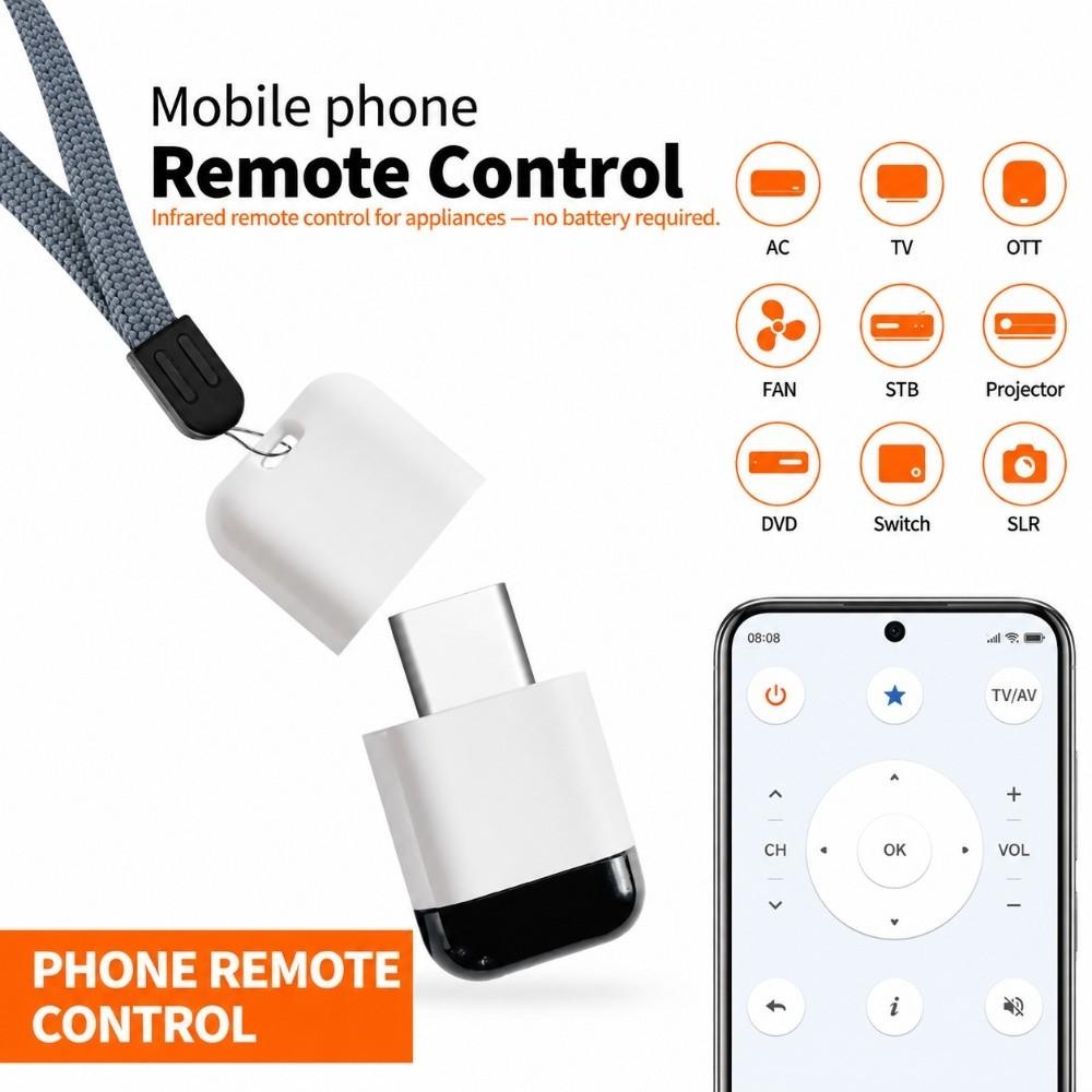 White IR Remote Adapter Type C Plug Infrared Emitter IR Remote Controller Phone Accessories