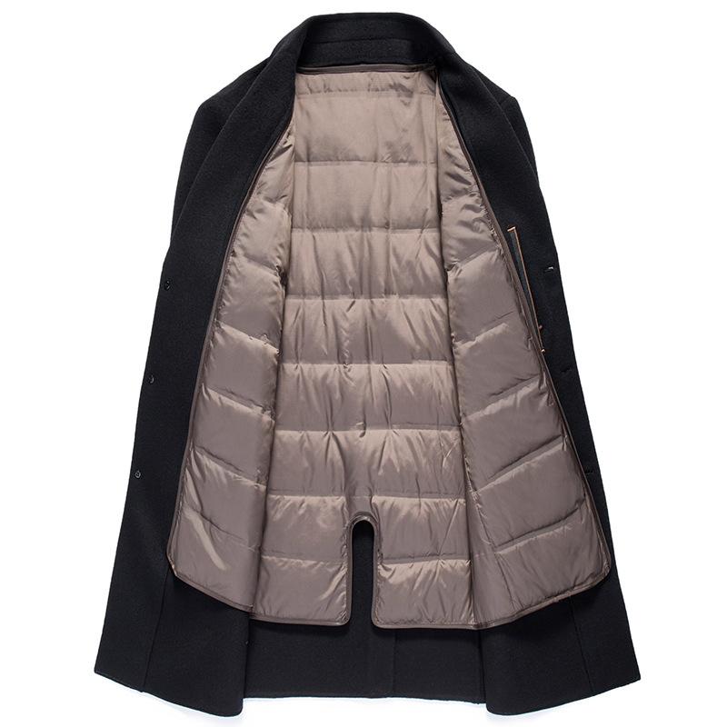 Herbst und Winter Mittel- und Langmantel Reverskragen Jugend Business Durchstarten Weiße Gänsedaunen Futter Beidseitige Tweedjacke