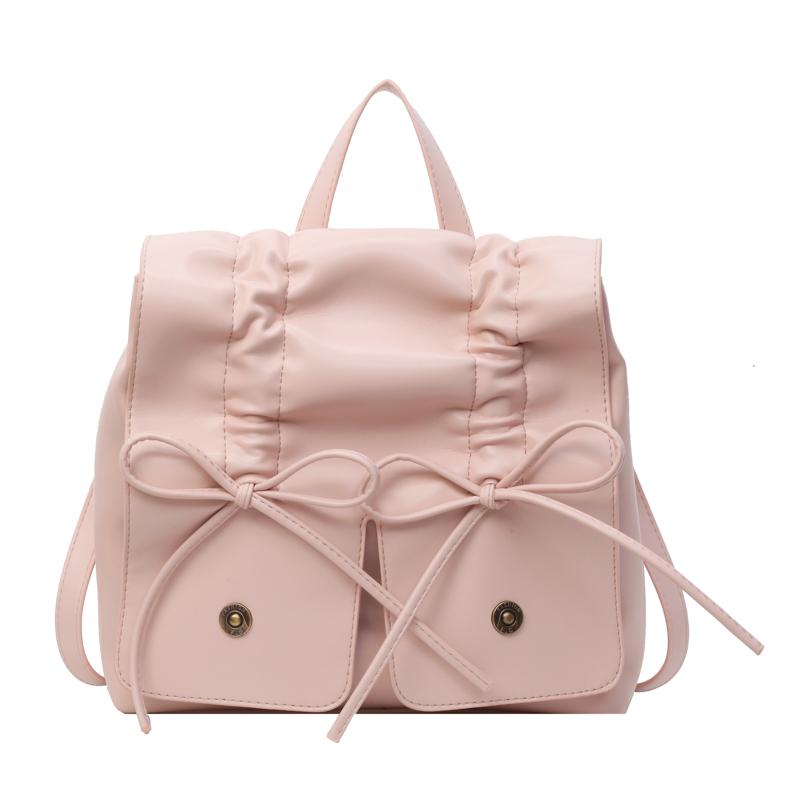 Solid Bow Tie Style Solid Quality Luxury Sense Compact Backpack for Women Designer Casual New Style