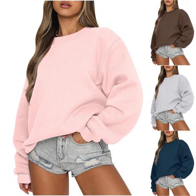 Women Autumn Winter Tops Women's Long Sleeve Sweatshirt Casual Crewneck Loose Fit Pollover Fleece Tops