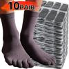10pairs Unisex Five Toe Socks Men Women Five Fingers Socks Cotton Soft Breathable Sports Running Solid Color Black White Soks